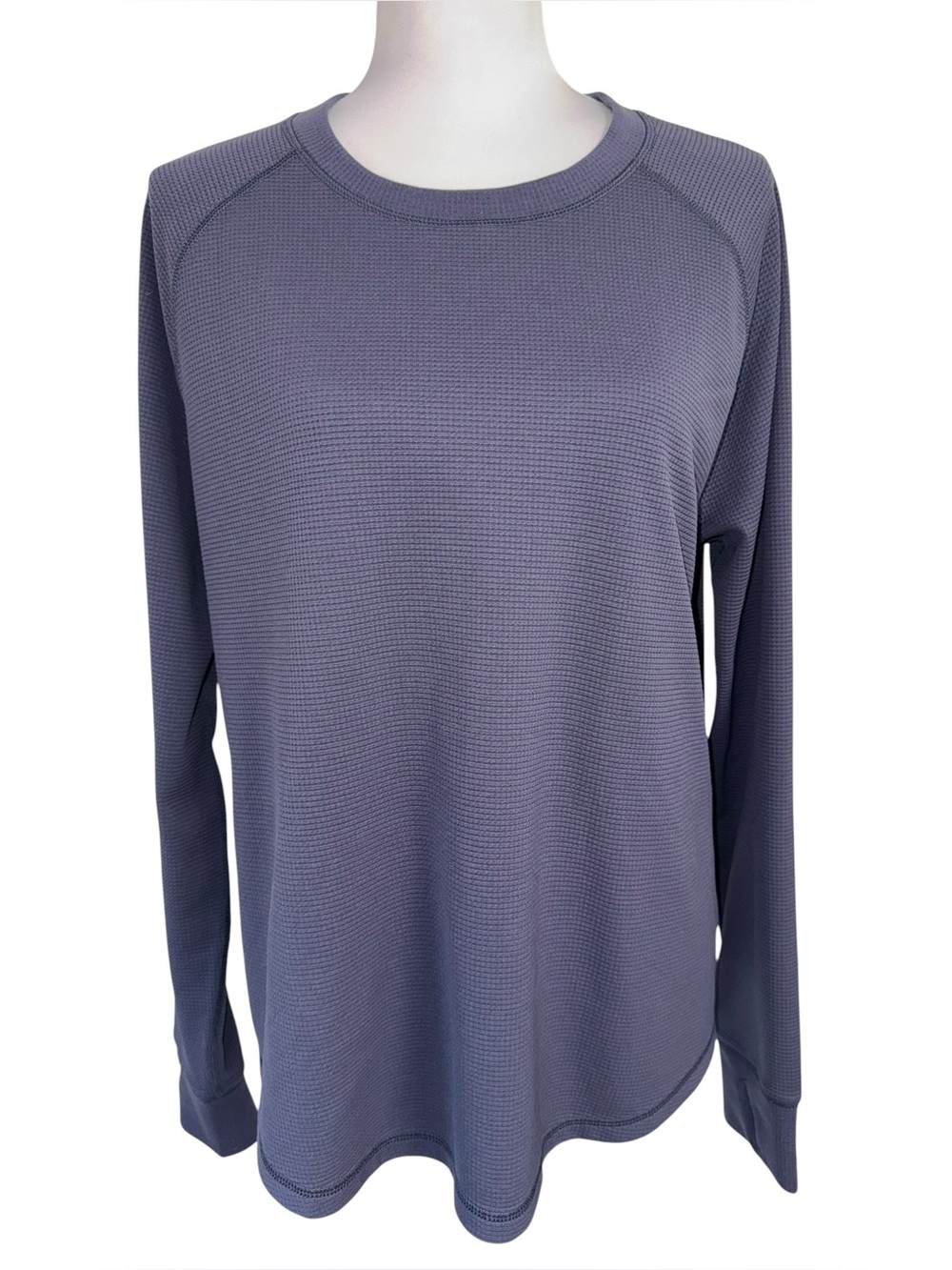 Eddie Bauer Women’s XXL Waffle Knit Thermal Shirt Navy Thumb Hole Long Sleeve